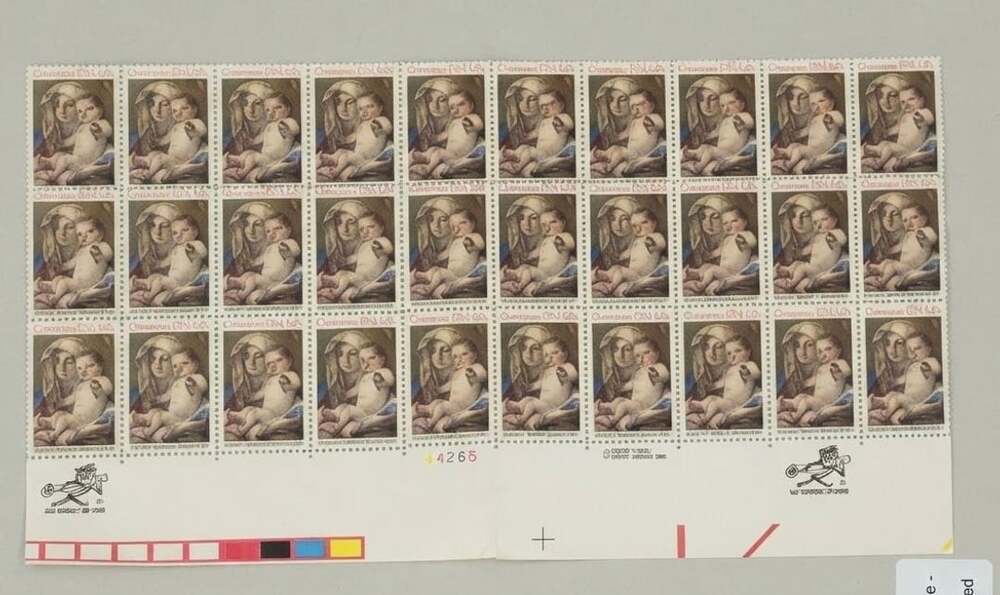 US Scott #2026 1982 Christmas 20c Madonna & Child Stamps (Partial/30 Stamps)
